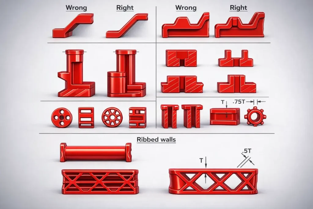 wall thickness and rib design