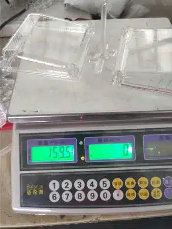 First shot part weight on scale